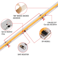 WS2811 SPI Adressable IC COB Bande lumineuse chassant l'eau courante Bande lumineuse LED flexible 24V pour décorations de Noël
