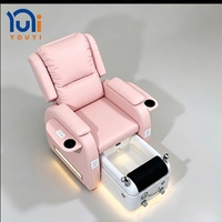 Fauteuils de pédicure roses pour salon de manucure, réglables en hauteur, avec spa pour les pieds à remous, fauteuil inclinable électrique pour manucure, station de pédicure