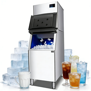 Machine à glaçons cubiques commerciale de 45 kg à 700 livres, refroidissement par air |   Machine à glaçons en acier inoxydable pour supermarchés et présentoirs à fruits de mer - Product Image 1