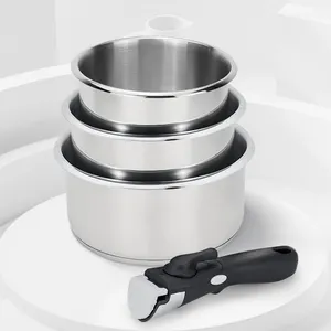 Tùy biến Logo 4 cái sữa Pan nấu ăn Chậu đặt nhà bếp Chậu Cookware sets với tách ra xử lý