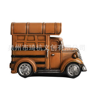 <b>Retro</b> Car Resin Craft <b>Decorative</b> Item For Living Room Home <b>Decoration</b> Single Piece Package Rustic Style - Product Image 4