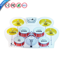 Coussin de batterie numérique d'entraînement avec hi-hat/Kick Bass pédale Sticks contrôleur Usb Aux ensemble de batterie de table pour enfants