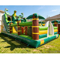 Toboggan aquatique gonflable commercial dinosaure, combo château gonflable et aire de jeux extérieure pour fêtes d'enfants et parcs d'attractions