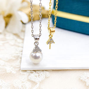 S925 Silver DIY <b>Pearl</b> Accessories Empty Queen Pendant & Earring Nail <b>Set</b> Fashion <b>Jewelry</b> 9219 - Product Image 2