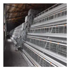 A Type 3 tiers 96 birds / 4 tiers 128 birds / H Type 4 tiers Layer Cage for Hens Heavy Zinc Coated Chicken Cage for Poultry Farm