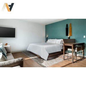 Conjunto de muebles de dormitorio de hospitalidad moderna personalizable muebles de hogar de madera para uso en apartamentos - Product Image 3