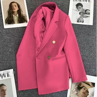 Manteau de Costume Femme, Veste Unie Coupe Ample Coréenne