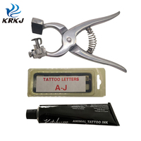 CETTIA KD712 Pince à tatouer rotative en acier inoxydable pour animaux (porcs, lapins) avec 8 chiffres et jeu de numéros
