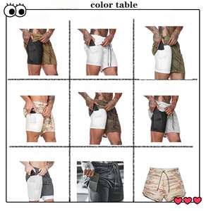 กางเกงกีฬาแบบลำลองสำหรับผู้ชายกางเกงห้านาทีแห้งเร็วสองชั้นกลางระบายอากาศสีพื้นป้องกันรอยยับสำหรับฤดูร้อน - Product Image 6