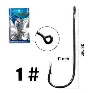 LUSHAZER anzuelos de pesca de acero al carbono, anzuelo de caña larga grande, anzuelo de mar con ojos, accesorios de pesca, 30 unidades por bolsa - Product Image 5