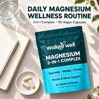 Complexe 3-en-1 de glycinate de magnésium en capsules végétaliennes à absorption élevée, malate de magnésium citrate, supplément pour adultes, marque privée OEM