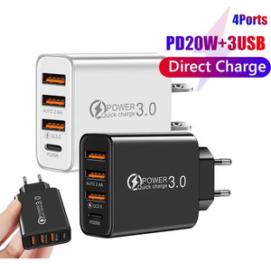 Nuevo cargador de pared PD 20W 3USB QC3.0 tipo C USB C UE EE. UU. Enchufe cargador de teléfono móvil de viaje para iPhone 15 14 <span class=keywords><strong>Galaxy</strong></span> <span class=keywords><strong>Airpods</strong></span> - Product Image 3