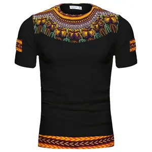 2023 남성 의류 패션 블랙 패치 워크 아트 스트리트 아프리카 왁스 인쇄 남성 의류 아프리카 kitenge 셔츠