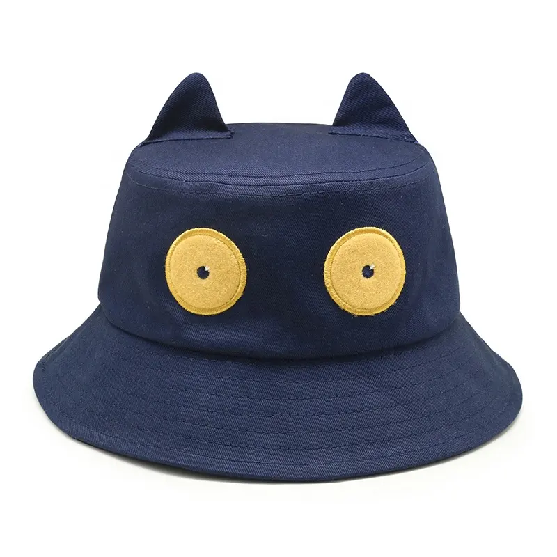 Cappello da pescatore per bambini in cotone con logo personalizzato di design di fabbrica con orecchie