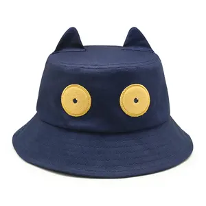 Factory Design Custom Logo Cotton Cartoon Child Kids Bucket Hat With Ears