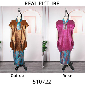 Robes Africaines Tendances S10722 pour Femmes, Ensemble Dashiki Imprimé : Robe et Jupe, Deux <span class=keywords><strong>Pièces</strong></span>, Robes de Soirée <span class=keywords><strong>Boubou</strong></span> pour Femmes - Product Image 2