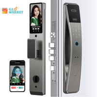 Serrure de porte intelligente entièrement automatique Glomarket, reconnaissance biométrique par empreintes digitales, reconnaissance faciale 3D, application Tuya, interphone vidéo actif sur le cloud