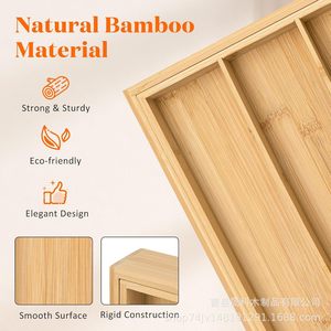 Wooden Cutlery <b>Box</b> With Compartments Expandable <b>Kitchen</b> Drawer Organizer <b>Storage</b> Tray Rectangular Multipurpose - Product Image 3