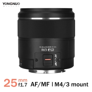 YONGNUO YN25mm F1.7M M4/3 เมาท์เลนส์กล้องรูรับแสงขนาดใหญ่ <span class=keywords><strong>AF</strong></span>/MF เลนส์มาตรฐานสำหรับพานาโซนิค โอลิมปัส G95 GF9 GX9 - Product Image 1