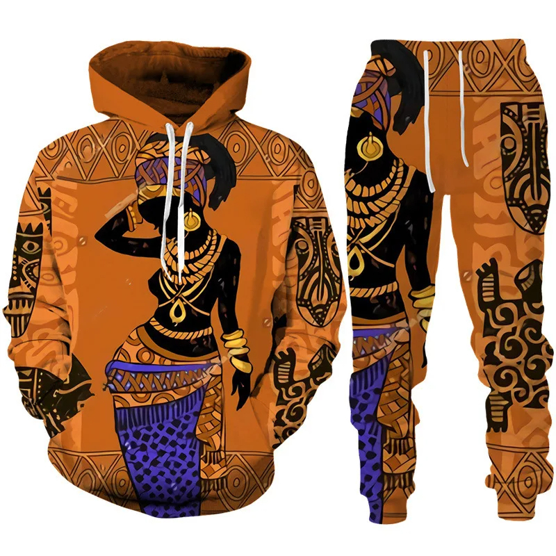 African Ethnic Style Graphic Hoodie Pants