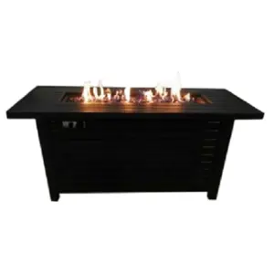 Günstiger Preis Outdoor Modern Bonfire Black Metal Rechteckige Gas Feuerstelle Propan Feuerstelle