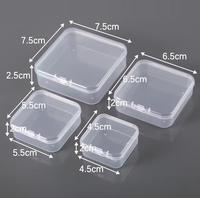 Mini boîte de rangement organisateur en plastique transparent vide carrée personnalisée avec couvercles à charnière pour petites boîtes d'emballage de cadeaux artisanaux