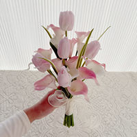 Handgefertigte Realistische Weiche Calla-Lilie Tulpe Lotus Künstliche Blume Hochzeits-Lizenz Weiße Rosa Koreanische Frische Kleine Blumen für Braut-Fotos