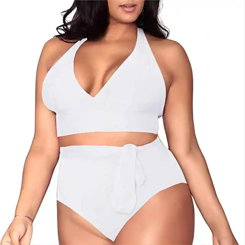 Hot Selling Two Piece Plus Size swimwear beachwear Bandage Sexy Bikini Deep V High Waist Plus Size swimwear women 2023