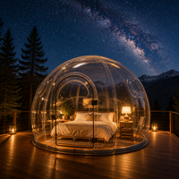 Rumah Kubah Langit Berbintang Transparan Polikarbonat Kustom 360 Panoramic PC Bubble House untuk Glamping Homestay Resort Restoran