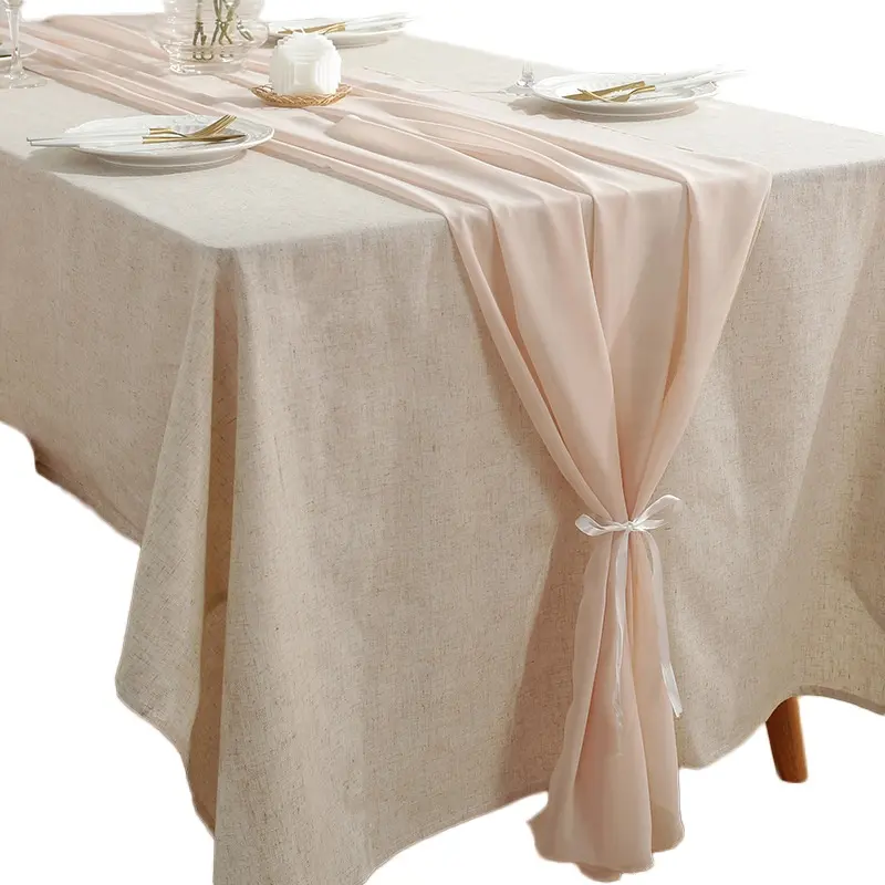 Romantische Hochzeit Braut party Dekorationen Sheer Chiffon Tisch läufer