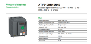 Schn/eider ATV310HU15N4E 380v-460v 1.5kw ระบบควบคุมความถี่แปรผันแบบสามเฟส DC/AC VFD 50-60Hz CE มอเตอร์ ATV310HU15N4E กำลังสูง - Product Image 4