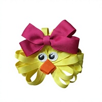 Sacarla Mignon Nœud Papillon en Ruban Grosgrain Motif Poussin de Pâques pour Bébés Filles et Enfants, Accessoire Cheveux de Fête