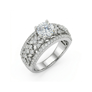 Bague de mariage personnalisée en or massif S925/10K/14K/18K avec diamant rond brillant de 1 carat cultivé en laboratoire, qualité VVS-VS - Product Image 1