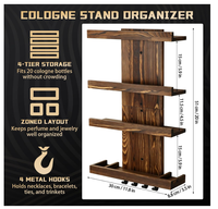 Rak Penyimpanan Parfum Dinding untuk Pria, Organizer Cologne Custom, Rak Display Kayu 4 Tingkat, Stand Makeup untuk Kamar Mandi dan Kamar Tidur