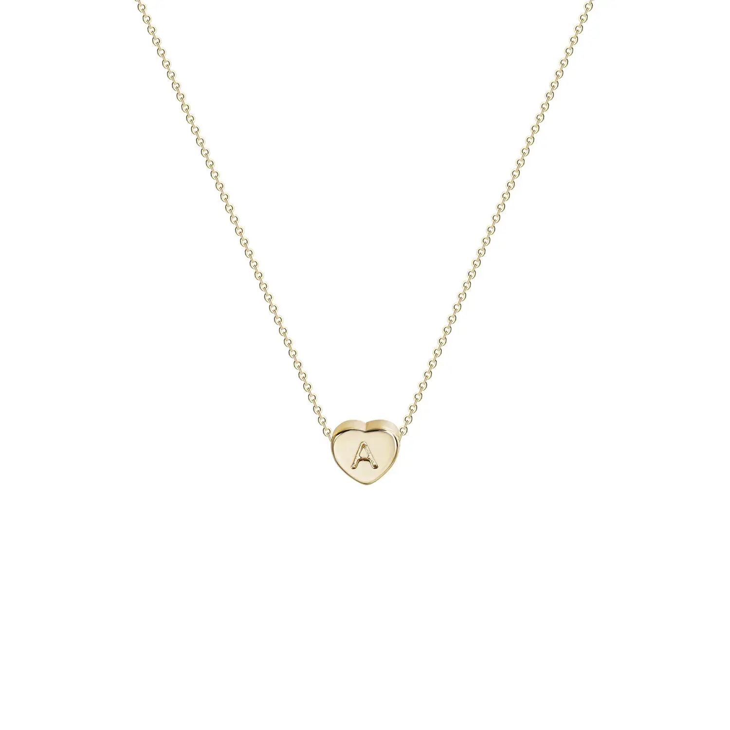 V & R Jewelry-collar de oro con inicial de corazón para mujer y niño, Gargantilla de oro de 14 quilates con letras personalizadas, gargantilla de corazón