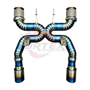Escape de Competición Vortex Titanium X-Pipe para McLaren 720S 4.0L V8 Biturbo, Diseño Recto Azul Quemado, Sección Media de Alto Rendimiento - Product Image 3