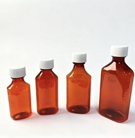 1oz 2oz 3oz 4oz 6oz 8oz 12oz 16oz Bouteille de pharmacie ambrée Bouteille de liquide ovale en plastique PET avec bouchons résistants aux enfants
