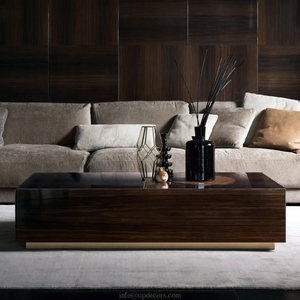 Italian Walnut Veneer <b>Coffee</b> <b>Table</b> Storage <b>Box</b> Modern High Gloss Wood <b>Coffee</b> <b>Table</b> With Drawers 069 <b>Coffee</b> <b>Table</b> With Drawers 06 - Product Image 1