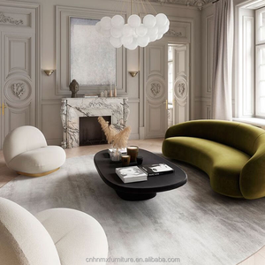 Set <span class=keywords><strong>Sofa</strong></span> Seksional Hotel Desain Modern Bentuk Setengah Lingkaran dengan Kain Beludru dan Kaki Kayu untuk Ruang Tamu - Product Image 6