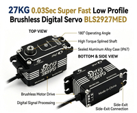 Servo Digital Ultra Rápido de 27KG y 0.03s, Sin Escobillas, de Perfil Bajo, Impermeable IP67, de Alta Velocidad y Sin Núcleo para Dirección de Coches RC de Derrape 1/10