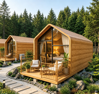 Maison Modulaire Préfabriquée Moderne Direct Usine, Cabane Glamping Écologique en Bois avec Fenêtre Panoramique en A et Terrasse pour Vue sur la Nature - Vente en Gros