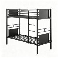 Lit superposé en métal robuste, lit en acier à double étage avec barrières de sécurité et échelle pour dortoir et chambre à coucher