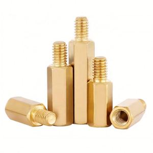 Entretoises droites moletées en laiton M2 M3 M4, écrous hexagonaux en acier au carbone pour usage industriel, zingués/nickelés classe 4.8/6.8 - Product Image 2