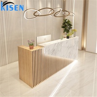 Kisen haut de gamme plus récent bureau de réception à lumière led moderne blanc utilisé réception salon réception bureaux tables de bureau