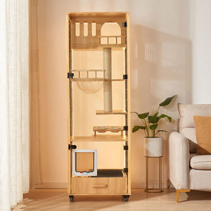 Vente en gros de villa pour chat en bois massif, compacte, pour petite famille, design peu encombrant, cage intérieure pour chat, maison pour chat - Product Image 1