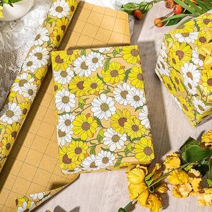 Papel de regalo de papel kraft con diseño de girasoles y margaritas de 5 metros, para fiestas de cumpleaños de mujeres y baby showers. - Product Image 3