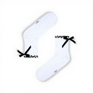 Calcetines de Punto con Volantes Teñidos con Hilo Blanco para Mujer - Product Image 1