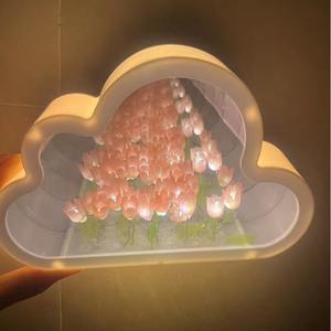 Tulipano piccola lampada da notte rosa fatta a mano cubo magico fai da te 2024 Set di decorazioni fornisce San Valentino regalo per la festa della mamma le sue donne - Product Image 3