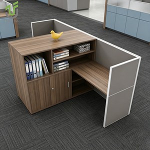 Poste de travail de <span class=keywords><strong>bureau</strong></span> en forme de L moderne avec armoire de rangement intégrée - Product Image 1