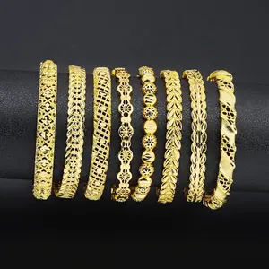 JXX harga grosir perhiasan wanita dubai India 24 gelang berlapis emas bahan kuningan perhiasan dubai